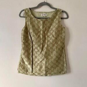 Vintage Green Silk Cotton Embroidered Tank